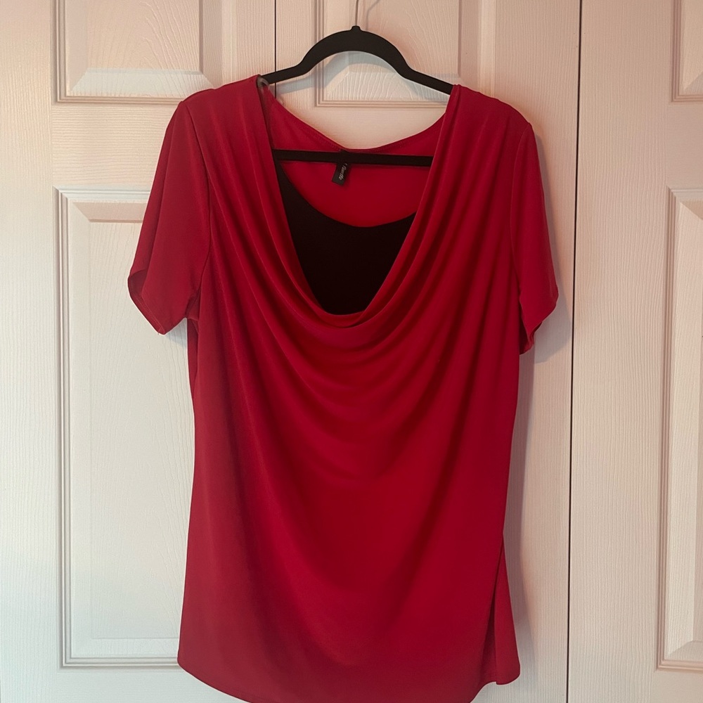 Elegant Red Drape Neck Top